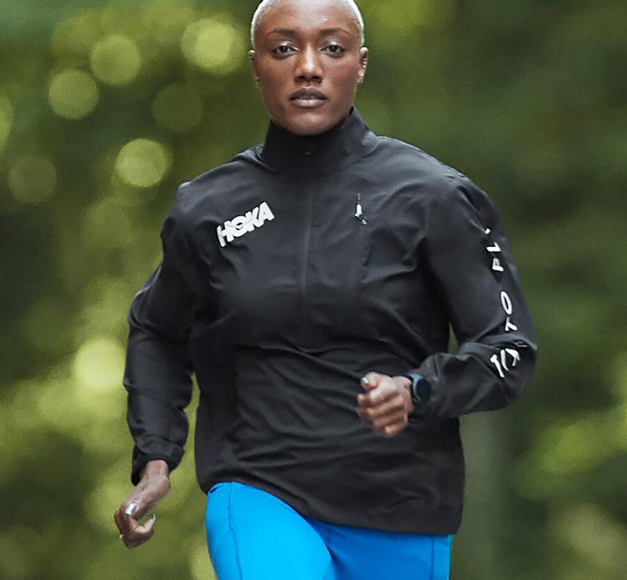 Hoka One One Womens Jackets - Wind-Resistant - Black - UBRW03916